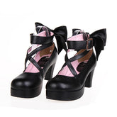Pure Color Cute Bowknot Sweet Lolita High Heel Shoes